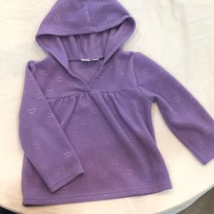 Purple fleece hoodie with silver metallic hearts